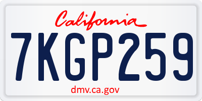 CA license plate 7KGP259