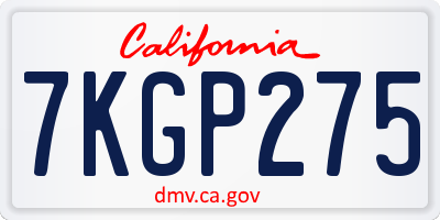 CA license plate 7KGP275