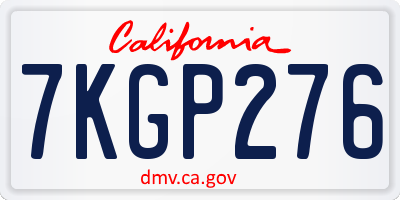 CA license plate 7KGP276