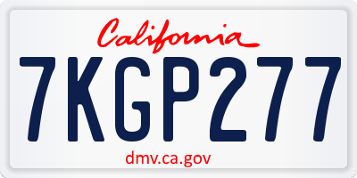 CA license plate 7KGP277