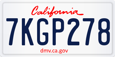 CA license plate 7KGP278