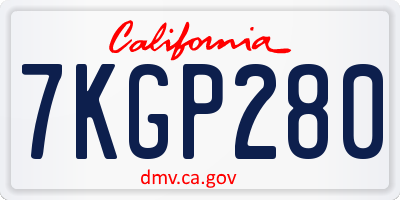 CA license plate 7KGP280