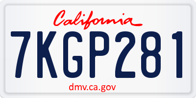 CA license plate 7KGP281