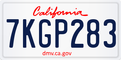 CA license plate 7KGP283