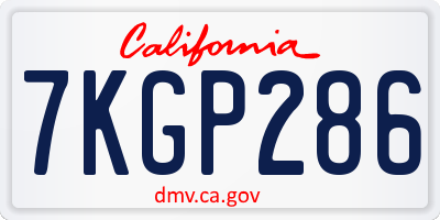 CA license plate 7KGP286
