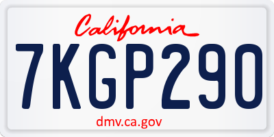 CA license plate 7KGP290