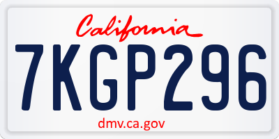 CA license plate 7KGP296