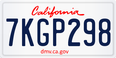 CA license plate 7KGP298