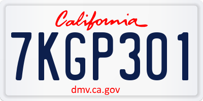 CA license plate 7KGP301