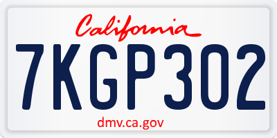 CA license plate 7KGP302