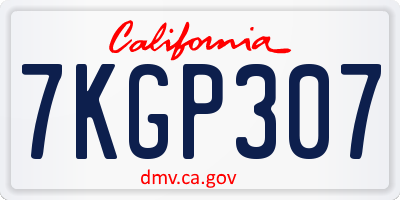 CA license plate 7KGP307