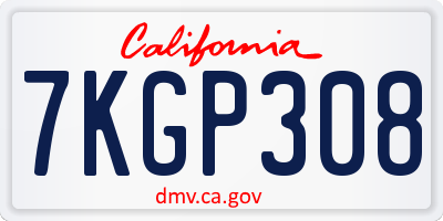CA license plate 7KGP308