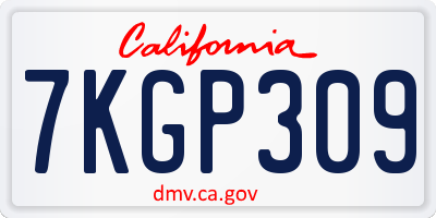CA license plate 7KGP309