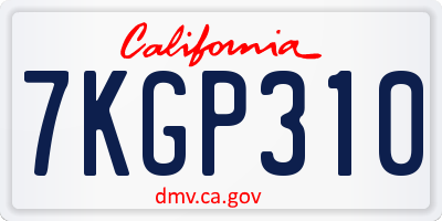 CA license plate 7KGP310