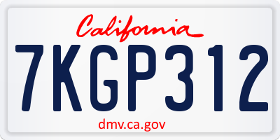 CA license plate 7KGP312
