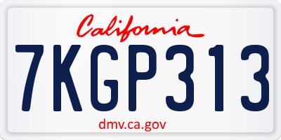 CA license plate 7KGP313