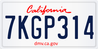 CA license plate 7KGP314