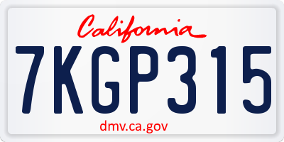 CA license plate 7KGP315