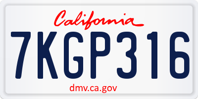 CA license plate 7KGP316