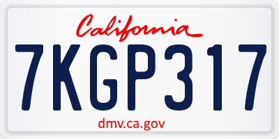 CA license plate 7KGP317