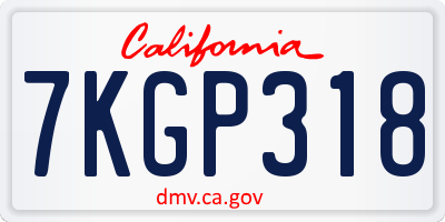 CA license plate 7KGP318