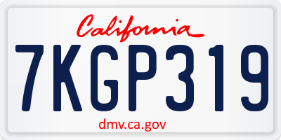 CA license plate 7KGP319