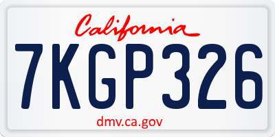 CA license plate 7KGP326