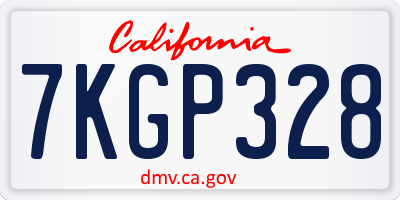 CA license plate 7KGP328