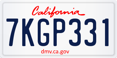 CA license plate 7KGP331