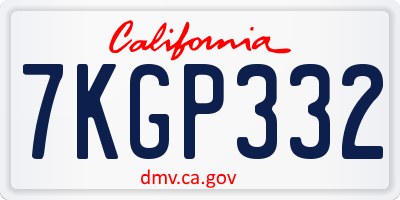 CA license plate 7KGP332
