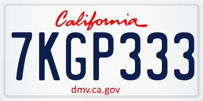 CA license plate 7KGP333
