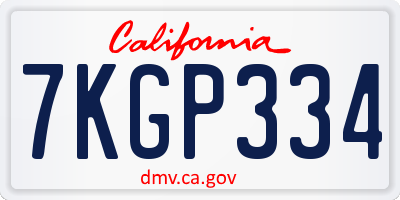 CA license plate 7KGP334
