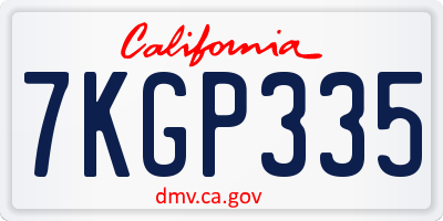 CA license plate 7KGP335
