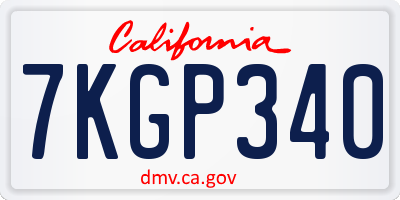 CA license plate 7KGP340