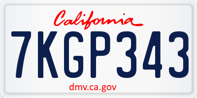 CA license plate 7KGP343