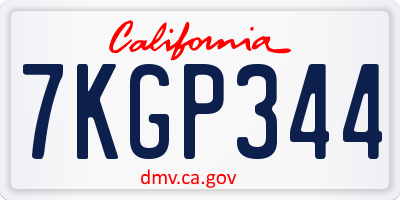 CA license plate 7KGP344