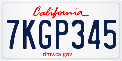 CA license plate 7KGP345