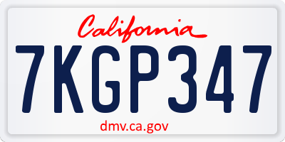 CA license plate 7KGP347