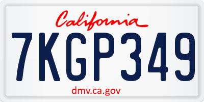 CA license plate 7KGP349