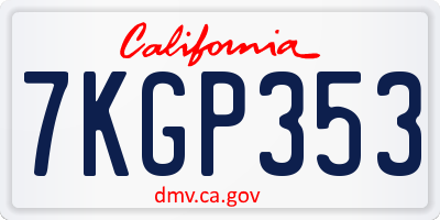 CA license plate 7KGP353