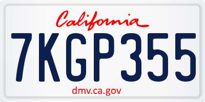 CA license plate 7KGP355