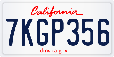 CA license plate 7KGP356