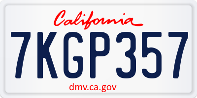 CA license plate 7KGP357