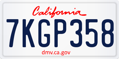 CA license plate 7KGP358