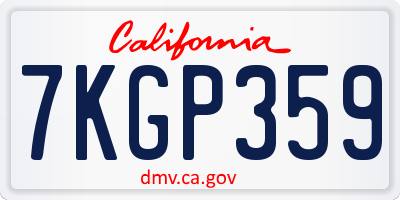 CA license plate 7KGP359