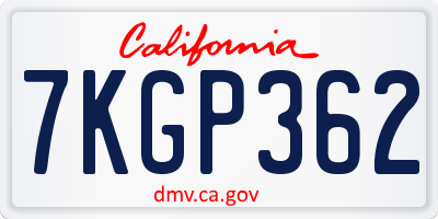 CA license plate 7KGP362