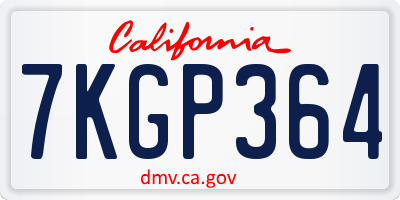 CA license plate 7KGP364