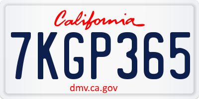 CA license plate 7KGP365