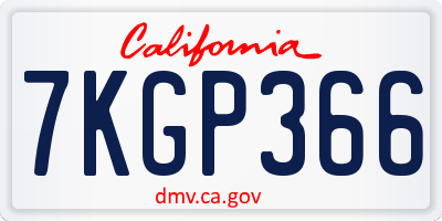 CA license plate 7KGP366