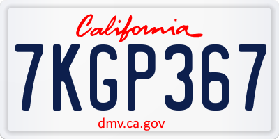 CA license plate 7KGP367